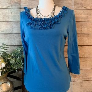 Ruffle 3/4 sleeve tee